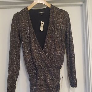 Express Glitter Wrap Dress